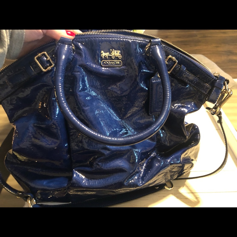 Blue patent Coach satchel